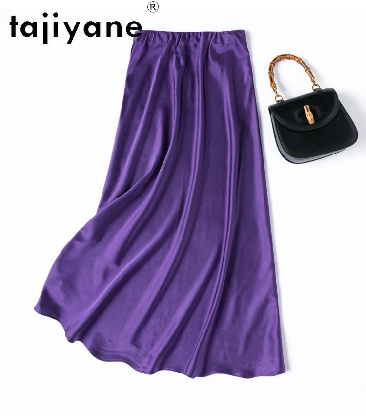 TAJIYANE 93% Natural Mulberry Silk Skirt Fashion Summer Satin Mermaid Skirt 21 Mommes elegant Long Skirt Woman Clothing 2025 스커트