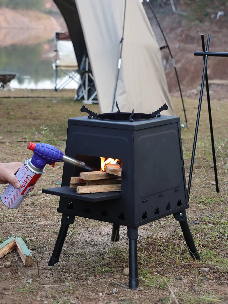 Factory Wholesale Portable Foldable Outdoor Camping Grill Detachable Wood Stove for Charcoal Cooking for Outdoor Adventures