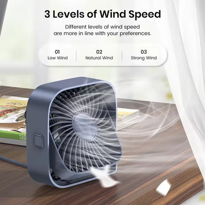 Portable desktop fan, USB powered mini desktop fan, capable of 360 ° rotation, suitable for offices, bedrooms, and study rooms