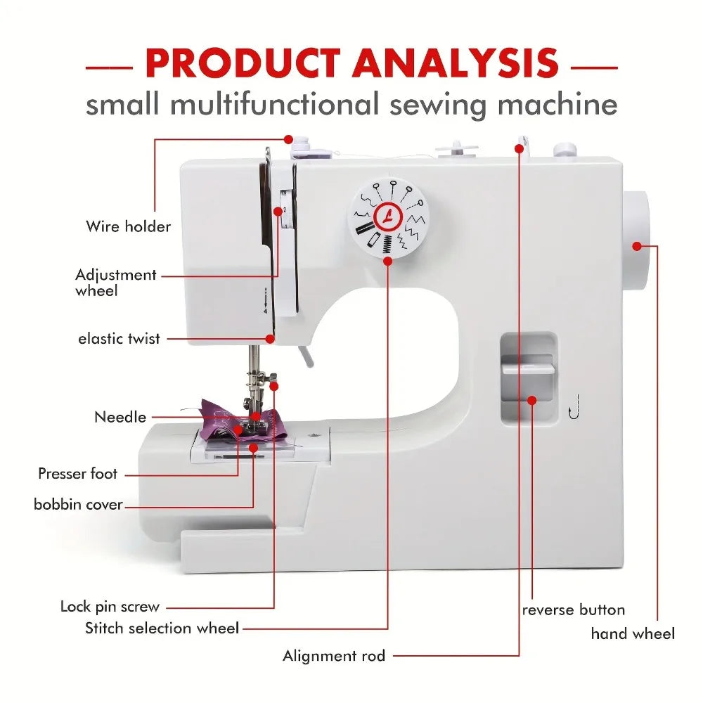 Semi-Auto Sewing machine, Household Fully Automatic,Mini, Multifunctional electric, Portable Sewing and Sewing Machine 6V 1200mA