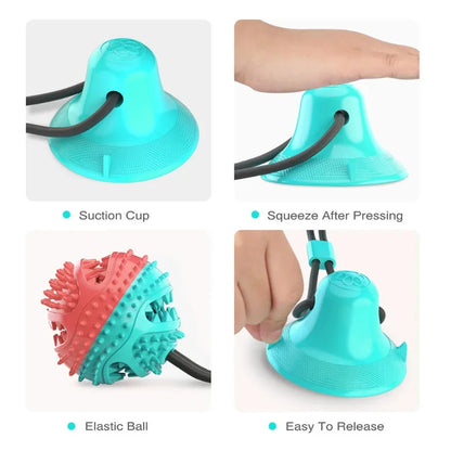 Dogs Food Toys Silicon Suction Cup Tug Interactive Dog Ball Toy For Pet Chew Bite Tooth Cleaning Toothbrush Feeding Pet Supplies