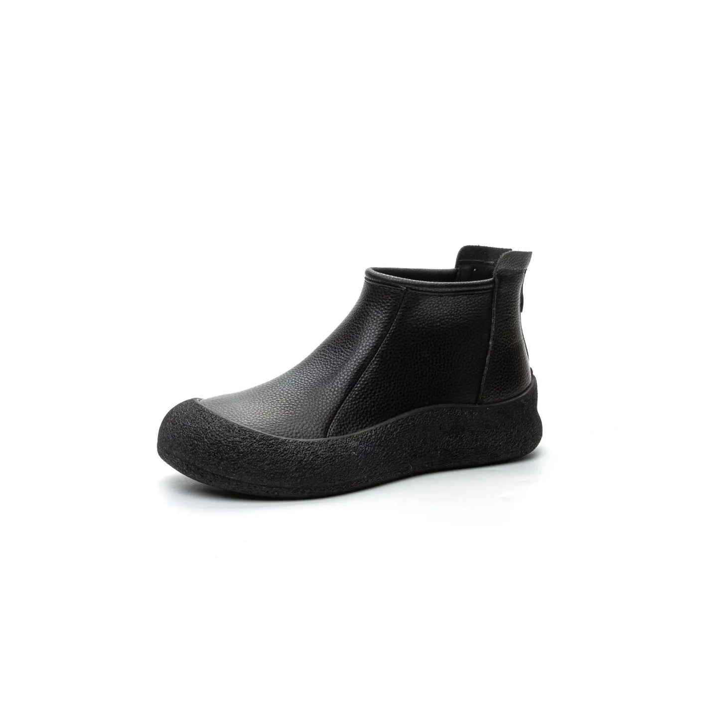 Women's Boots Autumn Winter New Flat-bottomed Round Head Casual Retro Soft-soled Soft-faced Ankle Boots Women's Large-size41-43
