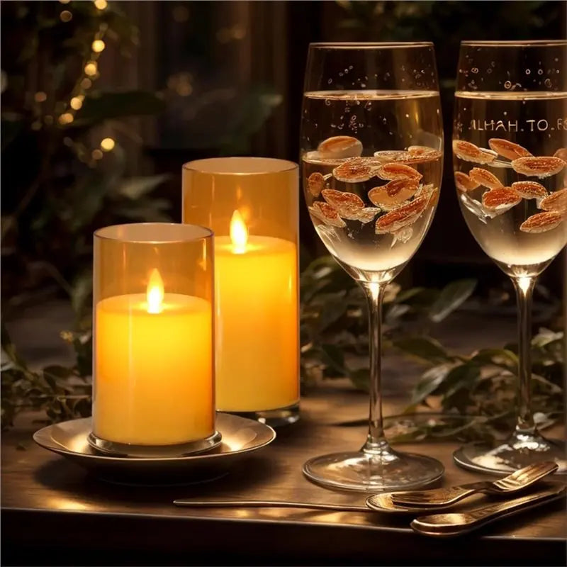 AA81-PP Flamless Flickering Candles With Remote And Timer, LED Pillar Candle For Dinner Wedding Holiday Decor