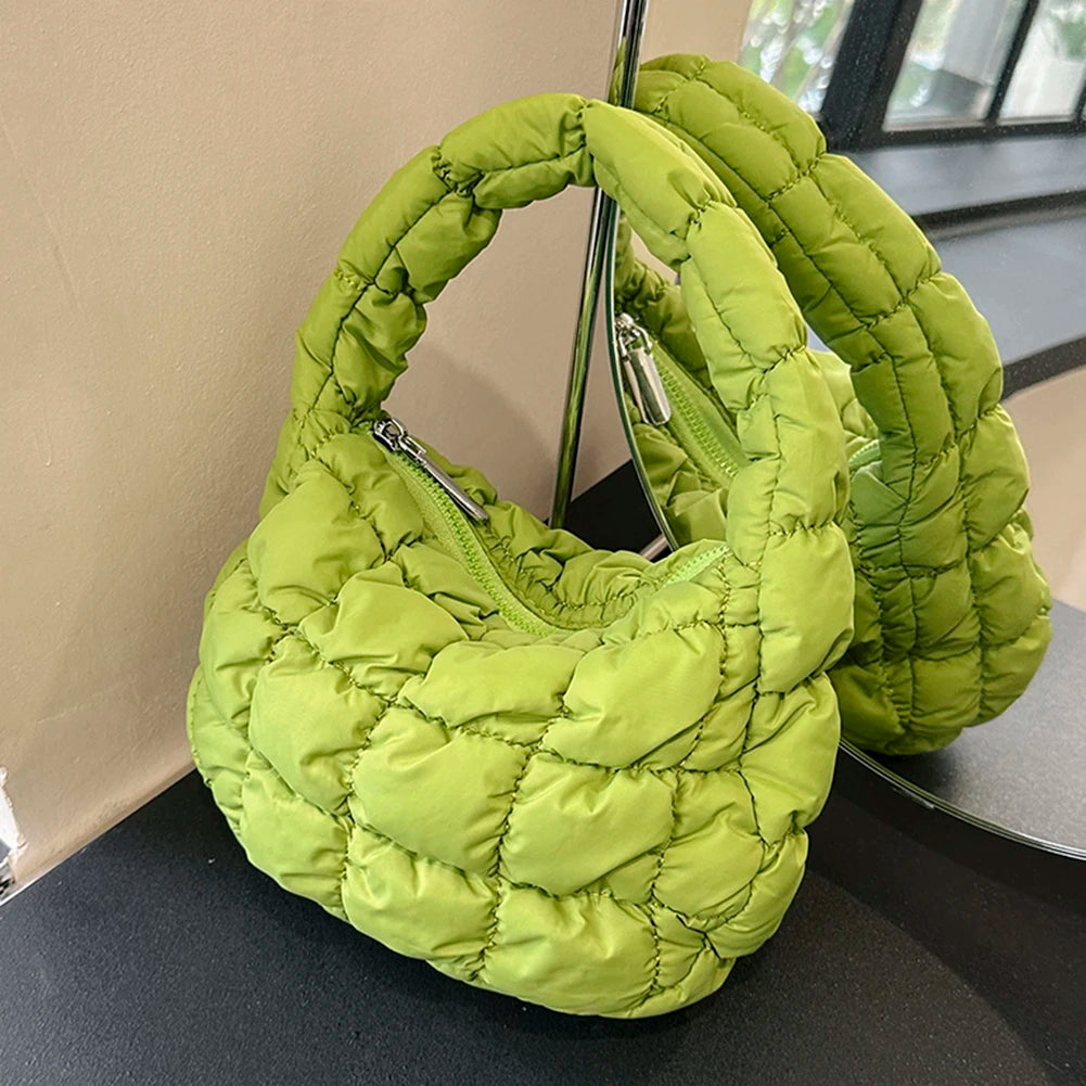 Mini Cloud Pleated Bags for Women Casual Quilted Handbag Nylon Padded Handle Bags Luxury Soft Puffy Bag Designer Underarm Bag
