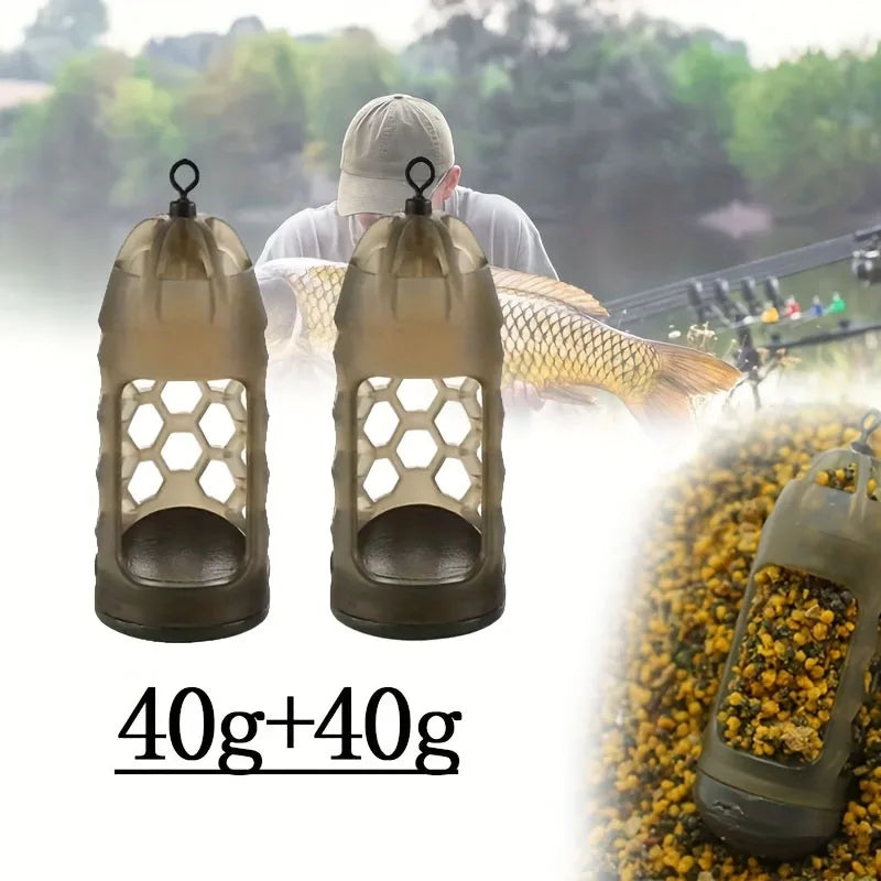 2/3pc Carp Fishing Feeder with Weight | Light Brown High-Density Polymer Bait Holder for Efficient Distribution & Easy Loading