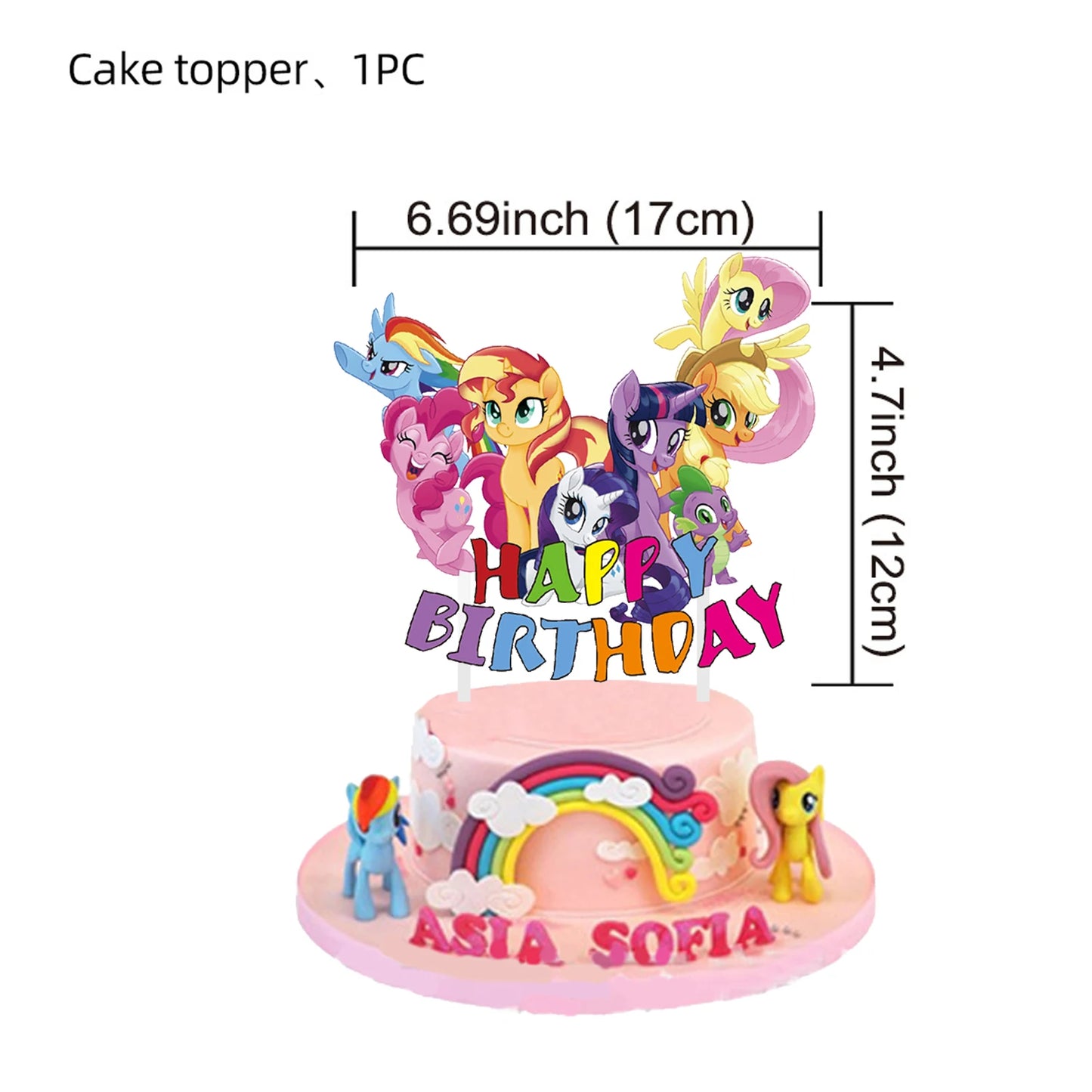 My Little Pony themed children's birthday party supplies, girls' first birthday tablecloth, tableware, paper cups, flag-raising