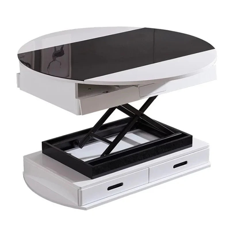 Creative Multi-Functional Coffee Table Dual-Use Electric Lifting Small Apartment Collapsible Square round Table Glass Tea Table