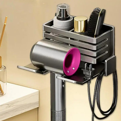 Bathroom Shelf on The Wall Without Drilling Multifunctional Storage Shelves Organizer Bathroom Hair Dryer Holder Toilet Cradle