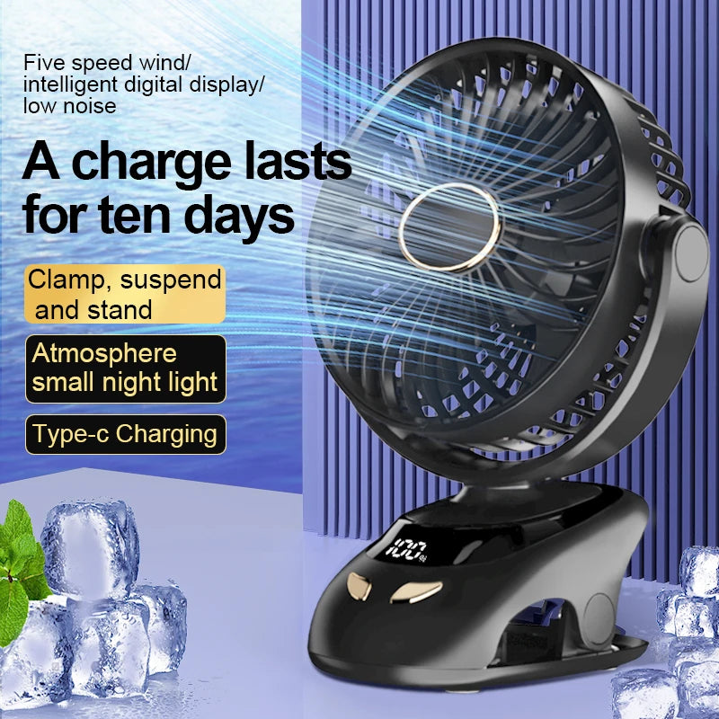 Portable Desktop Wireless Clip-on Electric Fan 2000mAh Battery Outdoor Travel Portable Electric Mini Fan for Baby Stroller Cart