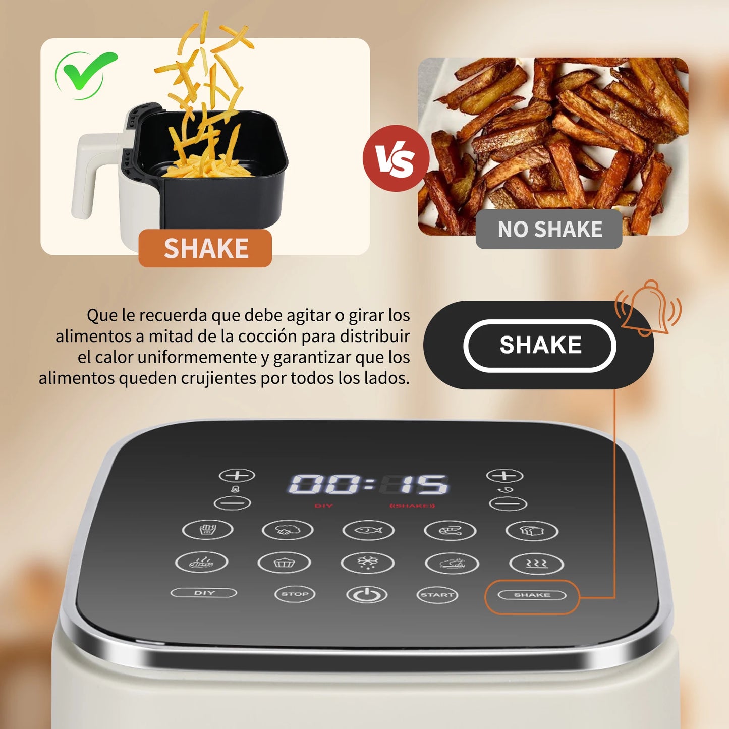 2L Air Fryer, 8 Programs, Led Touch Screen, Adjustable Time and Temperature, Removable Non-Stick Grid, 1200W