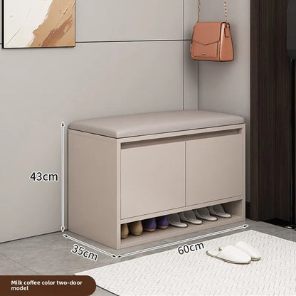 Shoe Storage Bench with Cushion Seat Entryway Shoe Cabinet Organizer Hallway Shoe Rack Bedroom Storage Stool 2/3/4 Door