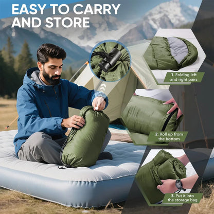 Camping Sleeping Bag Ultralight Waterproof 4 Season Warm Envelope Backpacking Sleeping Bags for Outdoor Traveling Hiking