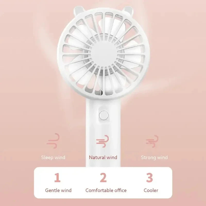 Mini USB Rechargeable Handheld Fan, Mute Portable Cooling Fan for Eyelash Makeup Desk Outdoor