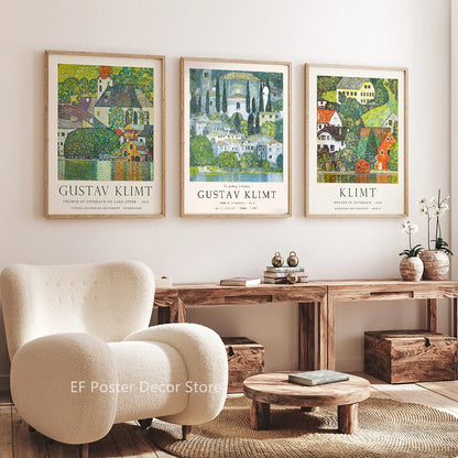 Floral Scenery Poster Exhibition Garden Aesthetic Prints Klimt Artwork Room Home Club Hallway Gallery Cafe Decor Wall Painting