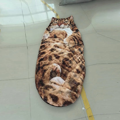 Cartoon Flat Cat Print Washable Sleeping Bag Home  Outdoor Camping Picnic Portable Multi-purpose Blanket Cute Accessories Gifts