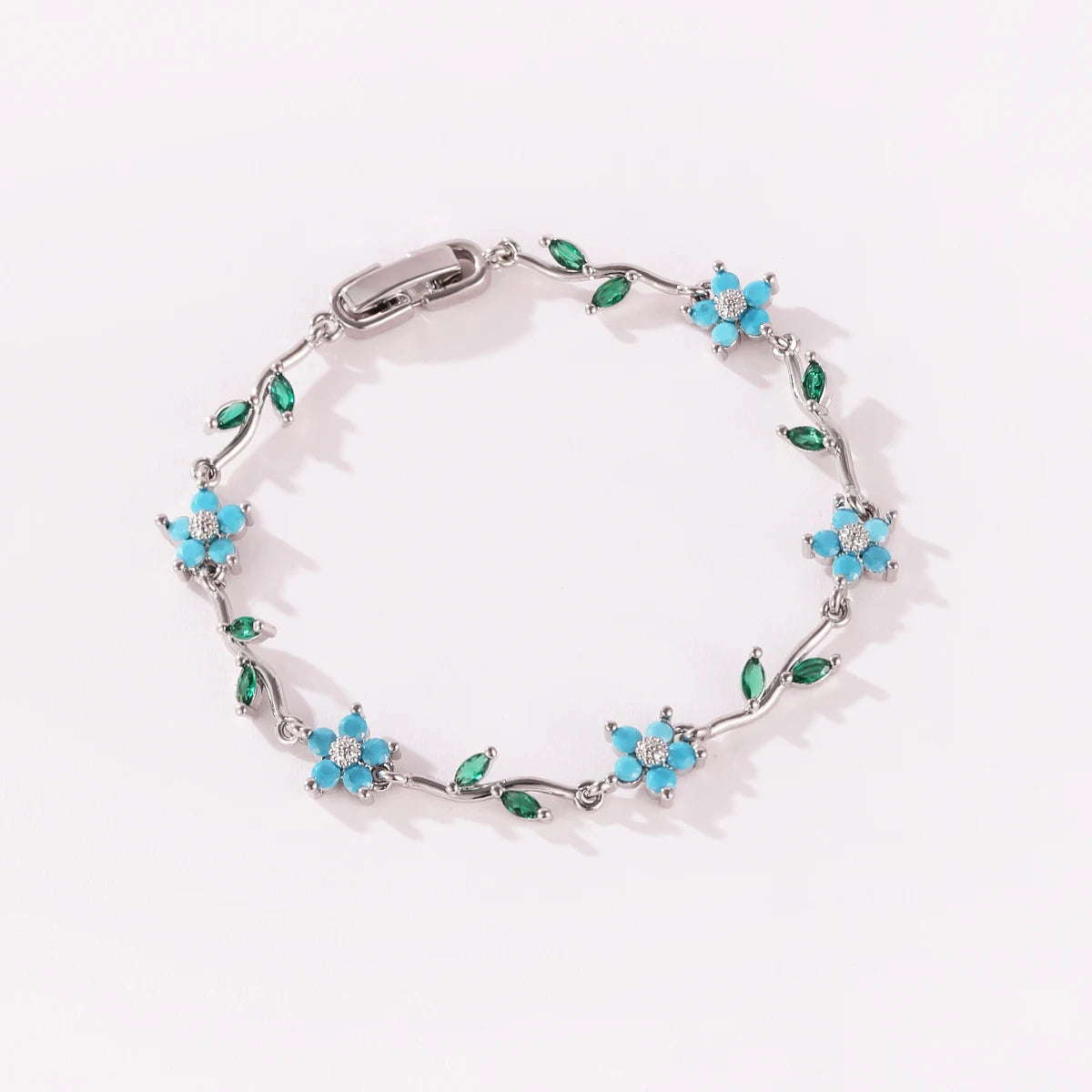 Elegant Multiple Color Flower Charm Zircon Branch Leaf Bracelet Dopamine Niche Sense 18K Gold Plated Women's Bangle Gifts