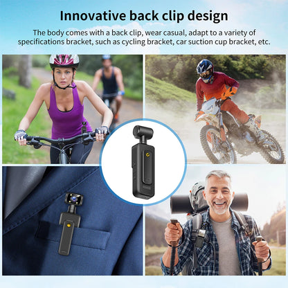 2025 New Action Camera 4K HD 180 ° Rotating Mini Portable Camera Mini Sports Wearable Camera Infrared Night Vision Sports DV