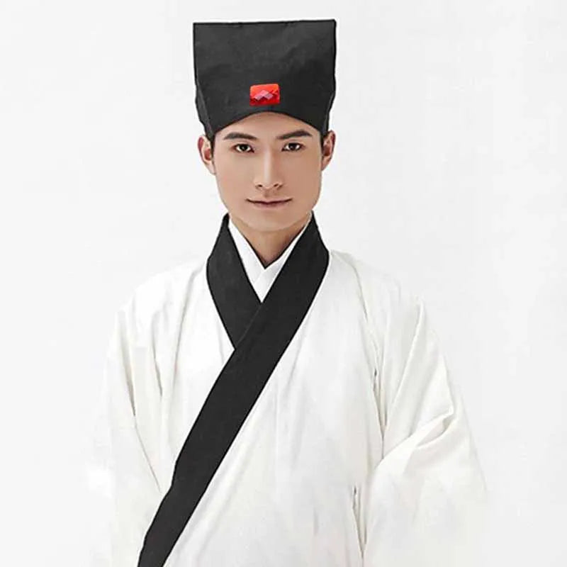 Hanfu Hat Men Chinese Traditional Ancient Scholar Teacher Black Hat Headdress Male Vintage Confucian Towel Cosplay Hat For Kids
