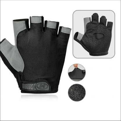 1Pair Gym Gloves Fingerless Gloves Anti-Slip Shock-Absorbing Gloves Sports Gloves for Training Lifting Weight Cycling