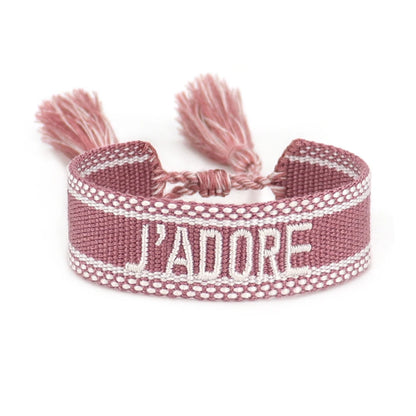 Rhinestone Embroidery Woven Bracelets Adjustable Rope Stackable Bangle For Women