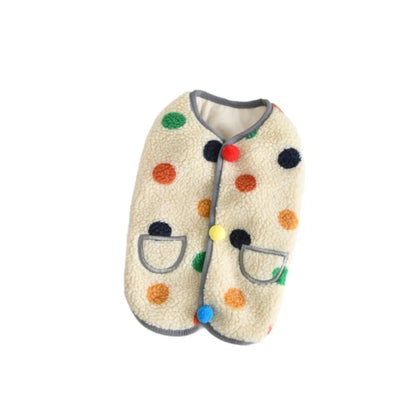 Pet Clothing Warm Dog Hoodie Soft Fleece Dog Clothes Dots Pattern Pocket Design Pet Vest Autumn Winter