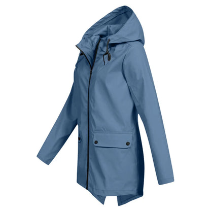 Outdoor Windbreaker Coat Women Trench Coat Waterproof Hooded Outerwear Velvet Thicken Overcoat Zip-up Streetwear Autumn Winter