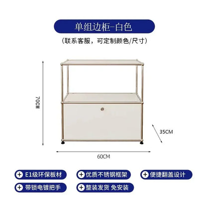 Storage Cabinet Sideboards Cabinet Shelf Module Modular DIY TV Stand Living Room Furniture Stainless Steel Vintage Frame