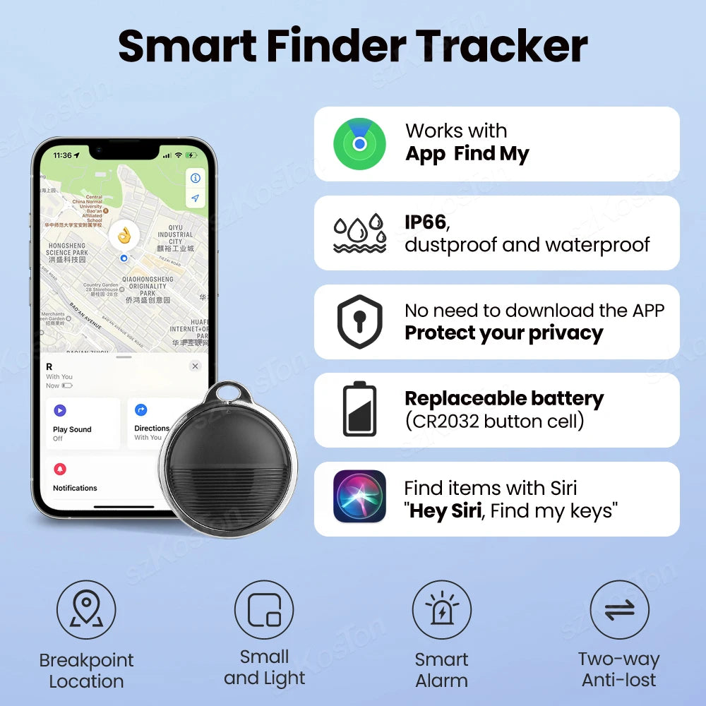 GPS-Tracker für iOS: Intelligenter, Bluetooth-kompatibler Mini-GPS-Locator für Brieftasche und Schlüssel – Anti-Verlust-Gerät, kompatibel mit der „Wo ist?“-App