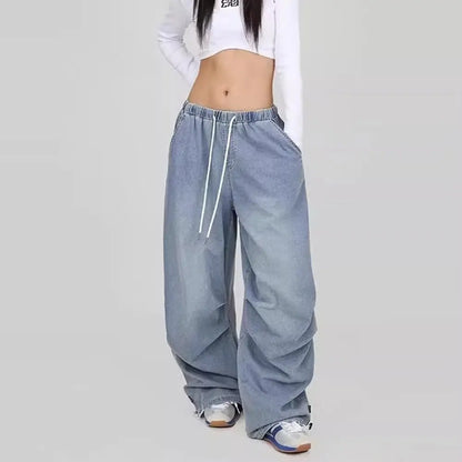 Street Dance Trendy Blue Hip-hop Retro Jeans Women's Versatile American Dancing Pants Jazz Casual Pants Woman Clothes Ladies Y2k