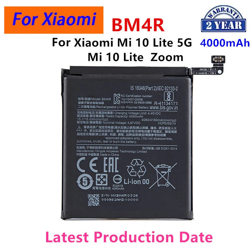 100% Orginal BM4R 4160mAh Battery For Xiaomi Mi 10 Lite 5G/Mi 10 Lite  Zoom   Phone Replacement Batteries+Tools