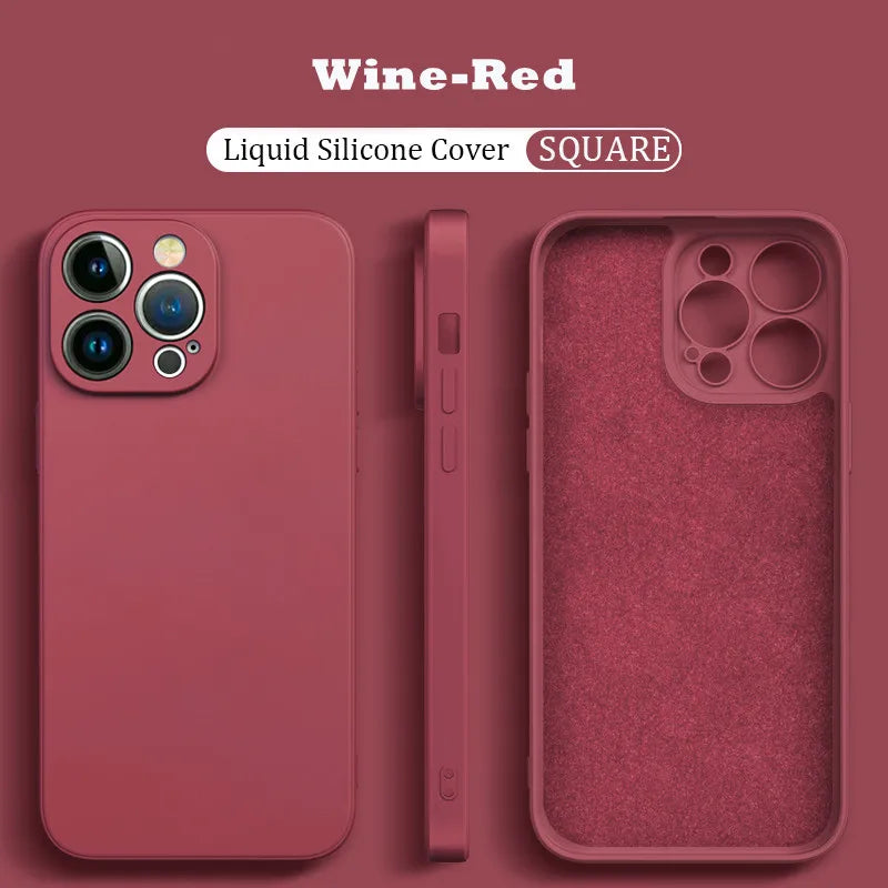 Original Liquid Silicone Shockproof Case For Xiaomi Mi 14 13 13T 12 12T 11T 10T 10 11 Lite Pro Square Fluff Bumper Soft Cover