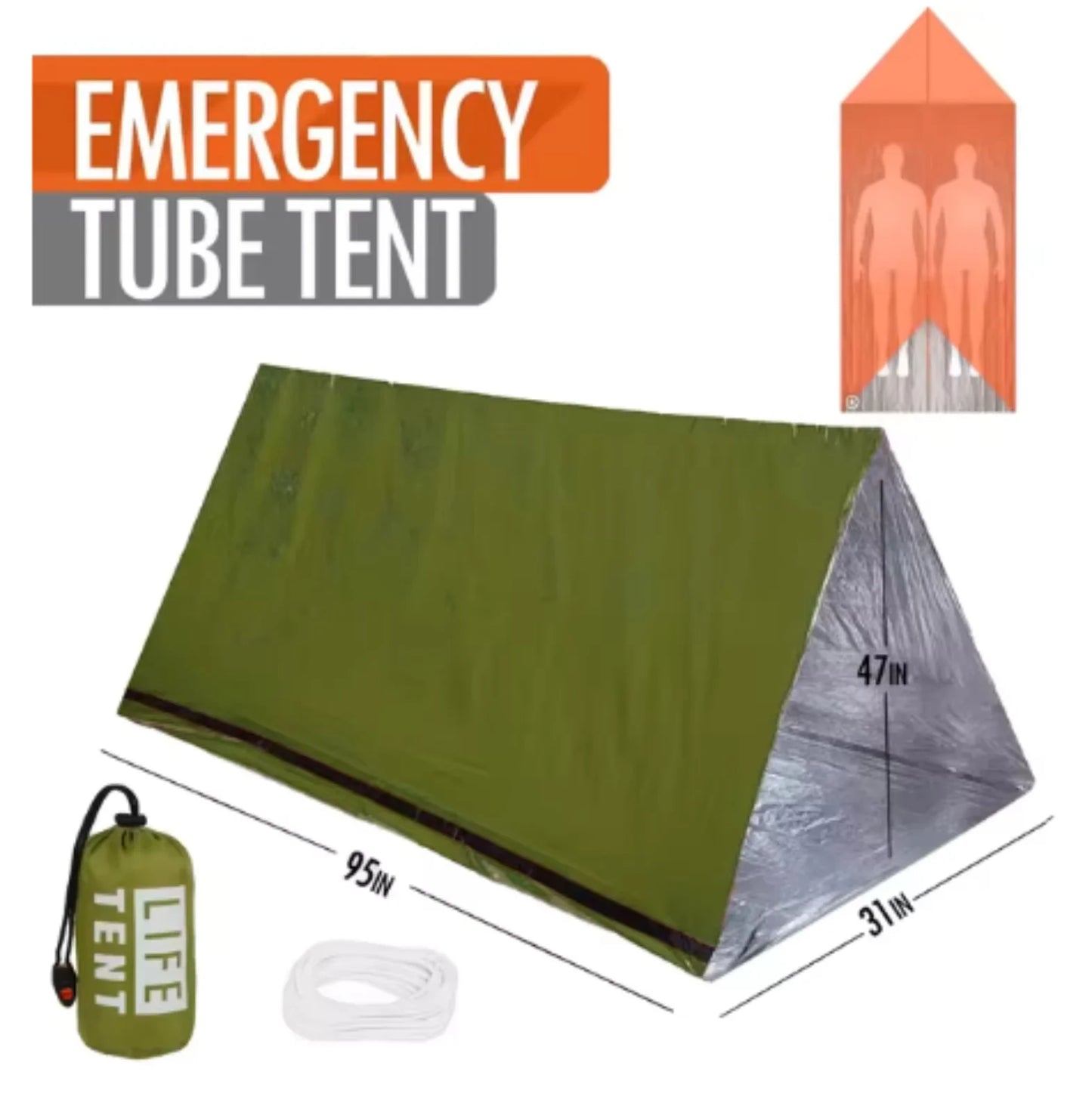 2 Person Emergency Tent  Waterproof Camping Travel Pergola Family Campaign House Tourist Tents Cool Gear Equipment Coat