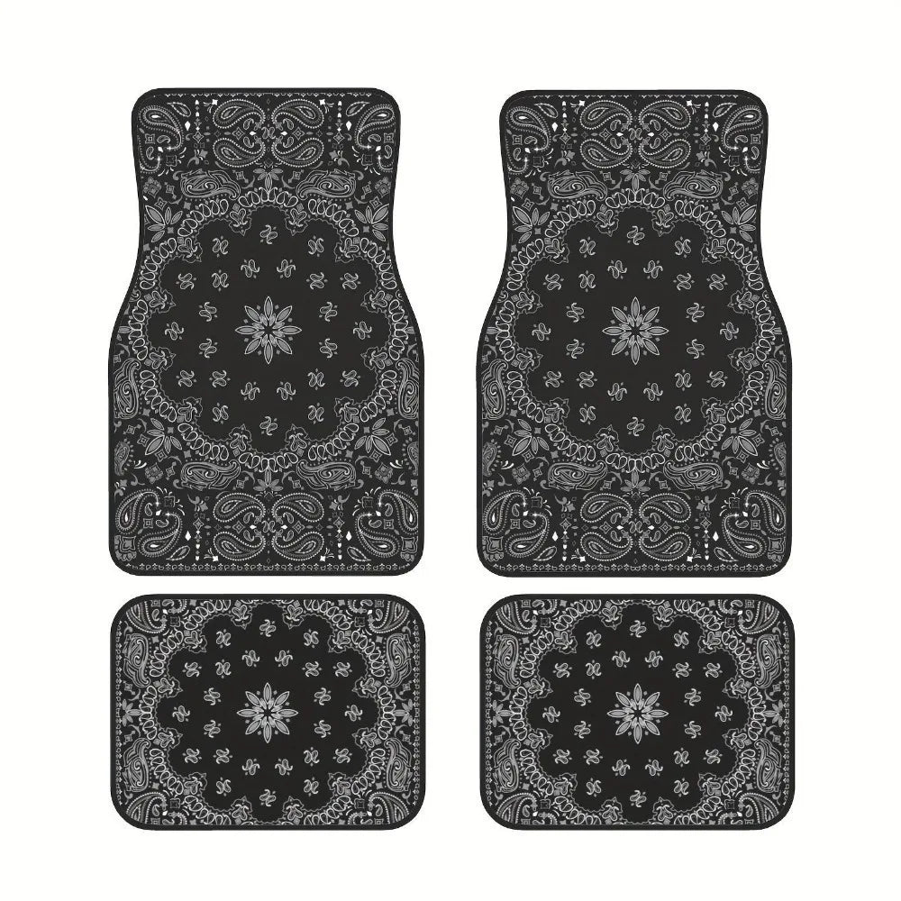 4Pcs Durable Bohemian Car Floor Mats Anti-slip Dirty Resistant Persian Carpet Car Decoration Heavy Duty Car Floor Protector Rugs