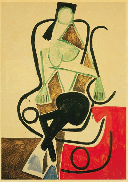 Abstract Painting Pablo Picasso Exhibition Kraft Paper Poster Art Prints Museum Modern Gallery Wall Picture Home Room Decor Gift
