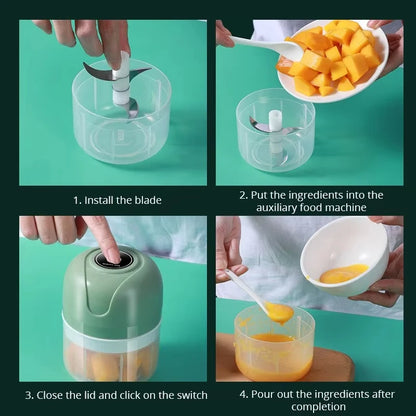 250ML Mini Electric Garlic Puree Machine Ginger Chili Chopper Onion Grinder Meat Grinder Kitchen Food Mixer for Efficient Cookin
