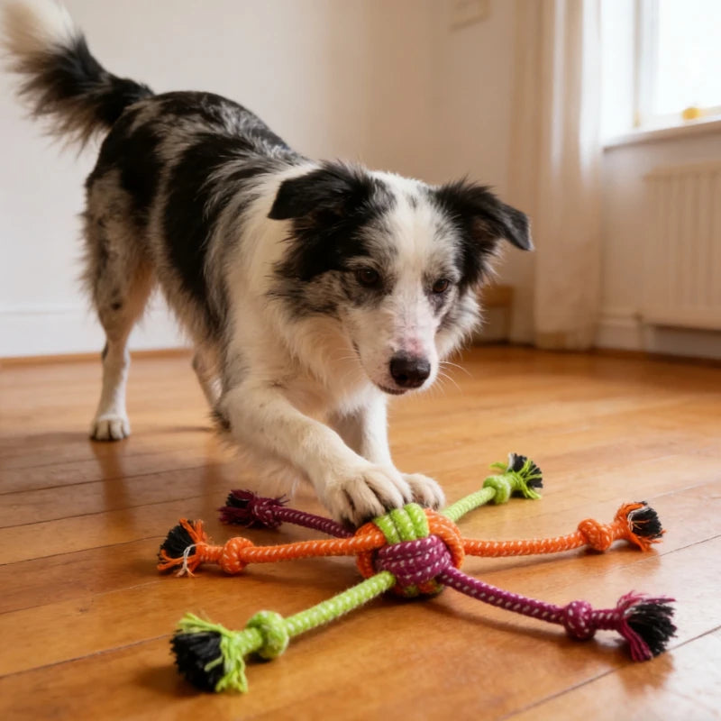 Dog Puppy Teeth Cleaning Interactive Toy Bite Rope Toy Pet Wear-Resistant Cotton Knot Chewing and Bite Resistant Pet Supplies