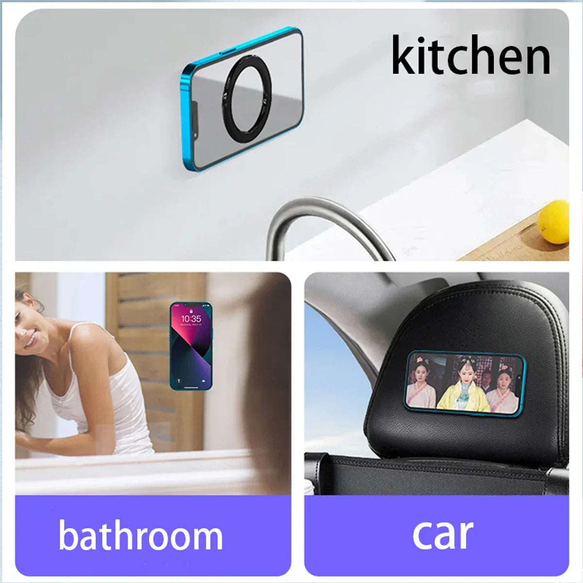 The Magnetic Phone Holder Is Multi-functional and Suitable for Various Scenarios. Use The Adhesive Magnetic Phone Holder