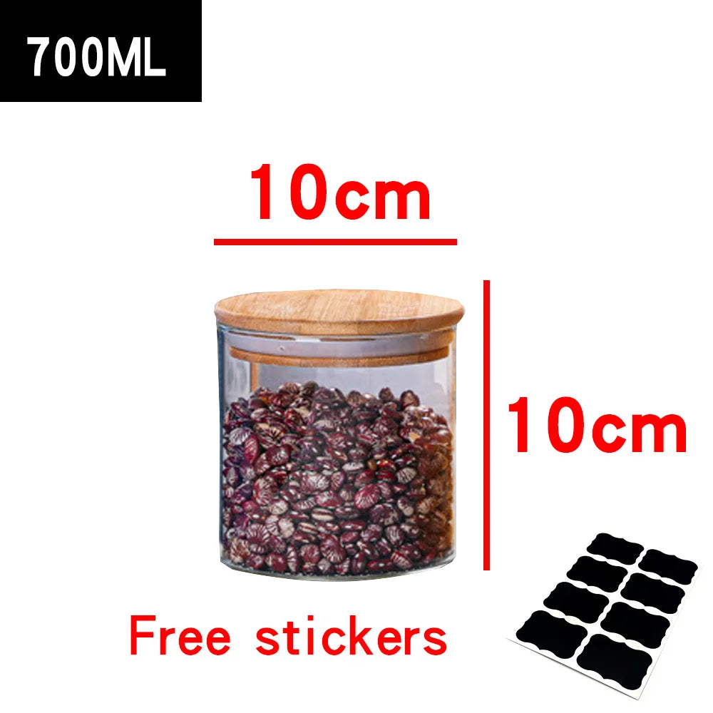 Glass Containers Food Glass Jars and Lids Glass Jar with Lid Kitchen Storage Box Organization Containers Bottle Spice Boats Tea