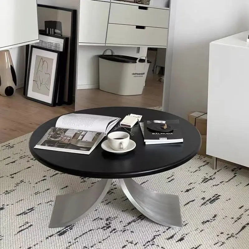 Classical Solid Wood Round Coffee Table Vintage Simple Living Room Low Coffee Tables Creative Luxury Sofa Beside Home Furniture