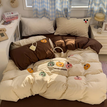 Brown Stripe Bedding Comforter Set Pillowcase bed sheet Single Full Size Bed Linen Duvet Cover Set Queen/King Double Single Bed