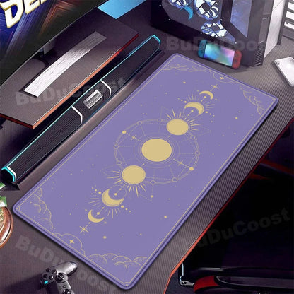XXL Computer Desk Pad Pink Art keyboardpad Moon Space Mousepad Laptop Table Mat 900x400mm Rubber Anti-slip Soft Desktop Mice Pad