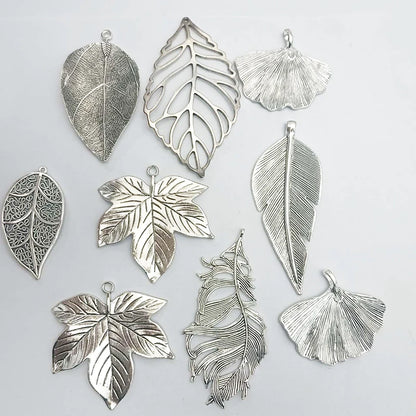 5pcs Antique Silver Color Large Tribal Branch Leaf Charms For DIY Fashion Necklace Jewellery Making Findings Accessories