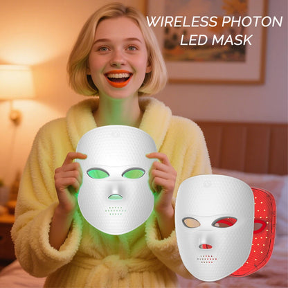 Wireless LED Facial Mask 7 Colors Light Photon Skin Tighten Rejuvenation Brighten Anti-Aging Skin Beauty Device