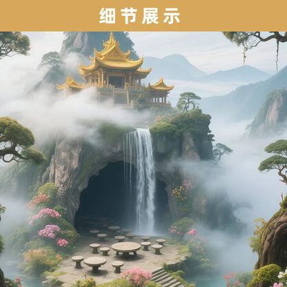 Landscape Painting, Living Room Corridor Background Wall Silk Scroll Painting Aesthetic Room Decor Wall Decoration Tapestry