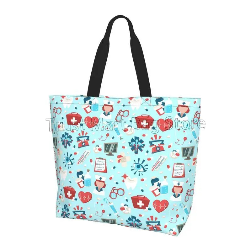 Custom Enfermera En Apuros Doctor Nurse Medical Large Capacity Tote Bag Shoulder Bag Handbags for Women Grocery Shopping Bags