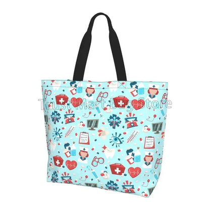 Custom Enfermera En Apuros Doctor Nurse Medical Large Capacity Tote Bag Shoulder Bag Handbags for Women Grocery Shopping Bags