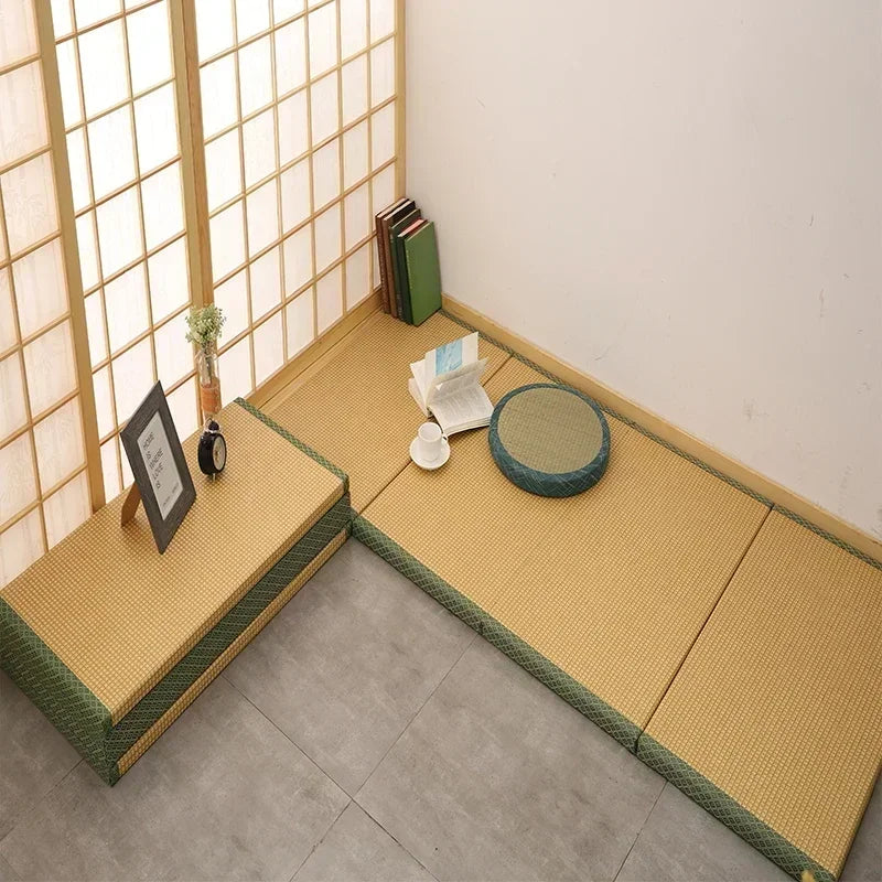 Japanese Tatami Mattress Folding Rectangle Straw Mat for Yoga And Sleeping Portable 3cm Thick Comfortable Sleeping Mat