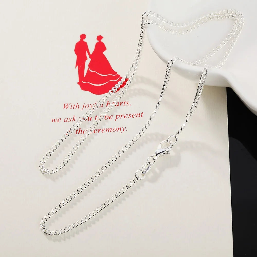 5pcs set wholesale 925 Sterling Silver Necklace 16-30 Inches 2MM String Chain For Women Men High Quality Jewelrys Gifts