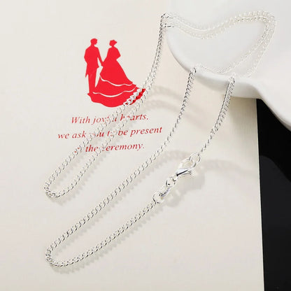 5pcs set wholesale 925 Sterling Silver Necklace 16-30 Inches 2MM String Chain For Women Men High Quality Jewelrys Gifts