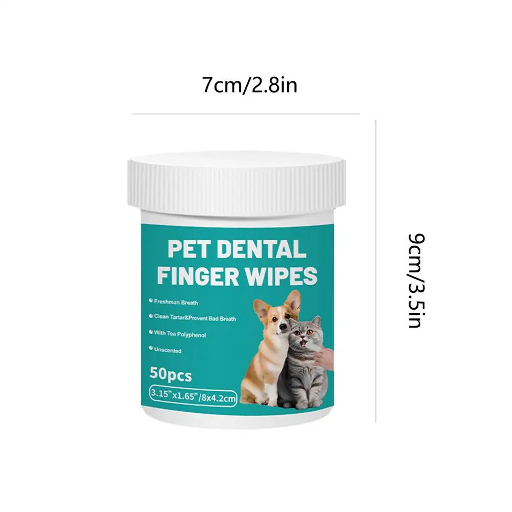 Pet Cleaning Dog Teeth Finger Wipes 50pcs Refreshing Dog Teeth Brushing Wipes Pet Supplies Dog Cat Bad Breath Wipes For Camping